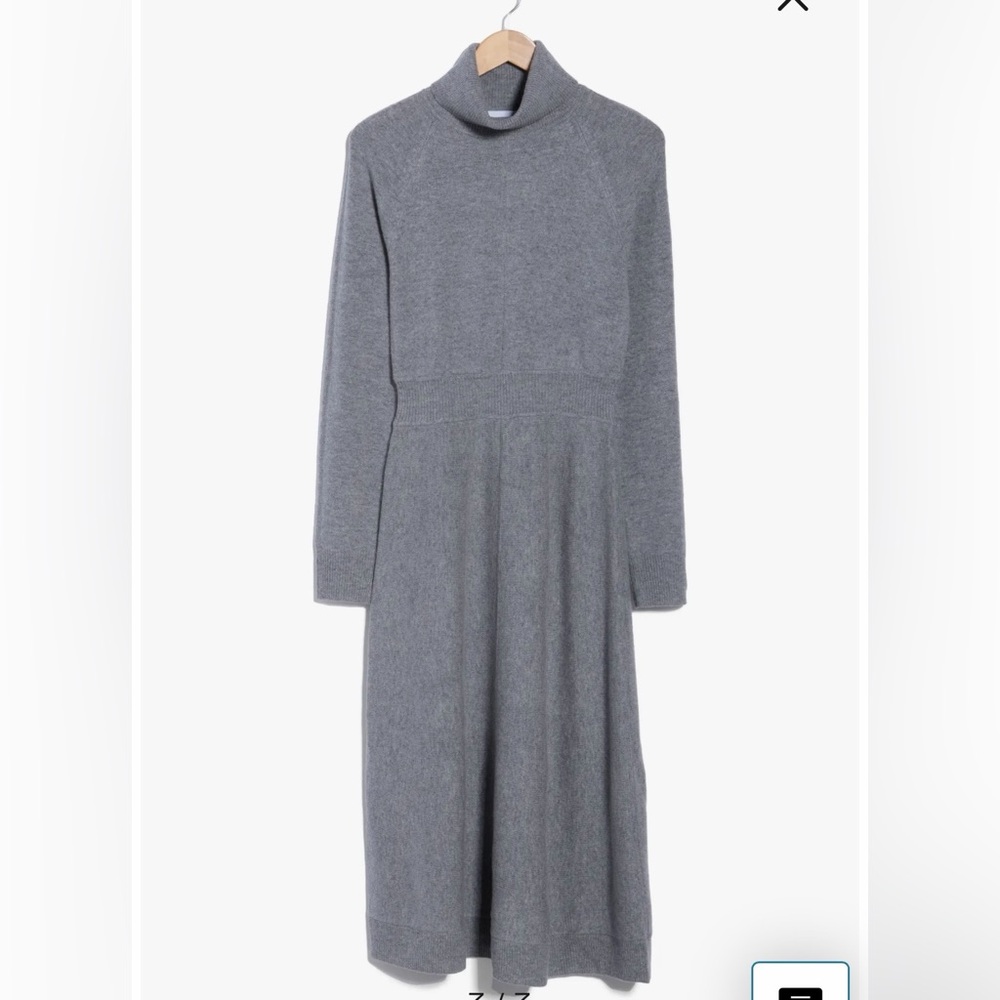 Grey Sweater Dress by Derek Lamb. 100% pure wool. Size Medium.
